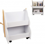 Laste raamaturiiul ratastega, raamaturiiul m&auml;nguasjade hoidmiseks, raamaturiiul, v&auml;ike Montessori raamaturiiul 4 korrusega, valge, 50 x 54 x 61 cm, 50 x 54 x 61 cm