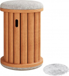 Set mit 4 runden stapelbaren Holzhockern & Nisttischen, gepolstert f&uuml;r K&uuml;che, Wohnzimmer und Bar, leicht, keine Montage erforderlich, nicht rollendes Design