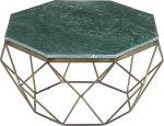 Riess Ambiente Elegantne teemantne kohvilaud 70 cm roheline messingist ja marmorist elutoa laud