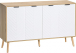 HOMCOM K&uuml;chenschrank, K&uuml;chenm&ouml;bel mit verstellbaren Einlegeb&ouml;den und Beinen aus Kiefernholz, moderner Buffetschrank f&uuml;r Wohnzimmer, Esszimmer, 120 x 35 x 77,4 cm, naturfarben und wei&szlig;