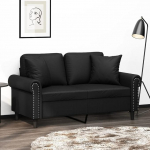 3200925 2-kohaline diivan dekoratiivsete padjadega must 120 cm kunstnahast, Lounge diivan, Diivanid ja diivanid, Relax diivan, Diivan elutuppa, Diivan koos