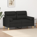 2-kohaline diivan dekoratiivsete pehmendustega diivan Diivan Lounge diivan Polsterdatud diivan Relax diivan Kahekohaline diivan K&uuml;lalissohv Diivan Loveseat Diivanid elutuppa magamistuppa k&uuml;lalistetuppa Must 120 cm Kangas
