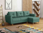Manstad nurgadiivan L-kujul 235 x 90 x 145 cm t&uuml;rkiissinine magamisfunktsiooniga ja voodikastiga - voodikastiga ja puidust jalgadega diivan - nurgadiivan koos panipaigaga - kangas: Lux