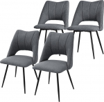 ML-Design S&ouml;&ouml;gitoolide komplekt, 4 tooli, hall, elutoa toolid, mis on valmistatud riidest kattega ja mustadest metalljalgadest, seljatoega k&ouml;&ouml;gitoolid, polsterdatud toolid s&ouml;&ouml;gituppa, elutuppa, k&ouml;&ouml;ki,