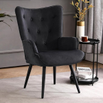 Furniliving Velvet Accent Chair, kaasaegne pehmendusega k&uuml;ljetool kooniliste jalgadega, tufitud n&ouml;&ouml;bid, Wing Back diivanitool, k&otilde;rge seljaga lugemistool elutuppa, magamistuppa, magamistuppa