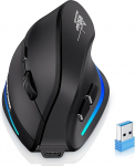 ECHTPower 2.4G Vertical Ergonomic Mouse Wireless, Rechargeable Wireless Mouse Computer Mouse for Office/Home Windows PC, Vertical Ergonomic Mouse 2400 DPI, 6 Buttons, Right-Handed (Black)