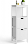 BAKAJI Vannitoam&ouml;&ouml;bel Kahe sahtliga kabinet Kaasaegne disain Ruumis&auml;&auml;stlik topelt hoiukapp Avatud kapp puidust MDF Valge 30 x 89 x 30 cm