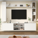 Elutoa seinakapp, TV-kapp, elutoa m&ouml;&ouml;blikomplekt (komplekt, 4 t&uuml;kki), TV-plaat (vitriinid) + seisev riiul + 2 seinariiulit (seisev/rippuvad), kuni 80 mm telerite jaoks.