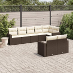 Modulares Gartensofa Set aus Poly Rattan als 8-TLG. Garten-Sofagarnitur mit Kissen in Braun und praktischem Stauraum