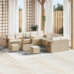 Modulares Gartensofa-Set 17 St&uuml;ck in Beige und Creme aus Poly-Rattan mit Kissen - 17-teiliges Outdoor-Sofa-Set als Gartenm&ouml;bel