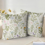 Padjakatted 2 padjakatete komplekt 40x40 cm pehme salvei roheline metsik lill taim padjakatted diivanile voodi aed v&auml;ljas kevadine dekoratsioon lille taim koos n&auml;htamatu
