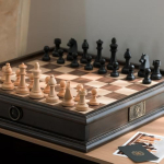 A&A 15&Prime; Premium Walnut Wood Chess & Checkers Set with Drawer
