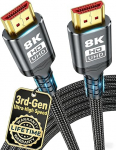 10K 8K HDMI kaabel 2.1, 1M/3.3FT Ultra High Speed HDMI kaabel Punutud kaabli HDMI kaabel 48Gbps (8K @ 60Hz 7680x4320, 4K @ 120Hz) toetab Dynamic HDR 10 eARC 3D, Dolby Atmos &uuml;hildub Roku'ga