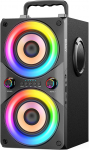 100W kaasaskantav Bluetooth-k&otilde;lar koos subwooferi ja LED-valgusega - v&otilde;imas Boombox v&otilde;imsa bassi, puidust korpuse ja TWS-iga v&auml;lipeoks