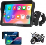 ESSGOO 5 Zoll Motorrad Carplay Display,Kabelloses Motorrad Navigationsger&auml;t mit Apple CarPlay & Android Auto,IP67 Wasserdicht,Dual Bluetooth 5.3,GPS Navigation,Sprachassistent,Acc Stromversorgung