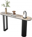 Schmaler Konsolentisch Dekoration Heim, Konsolentisch mit Geometrischer Metallbasis f&uuml;r Flur, Eingang, Wohnzimmer, Einfache Montage(Black,120cm/47.2in)