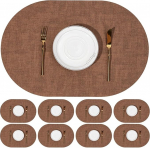 ApuaVireo&Co lauaplaadid, Ovale Tischsets aus Kunstleder, 45,7 x 29,9 cm, Mehrfarbig, 4er-, 6er-, 8er-Pack(Coffee,Set of 8)