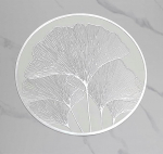 Tischset 4Er Set Abwaschbar, Rund mit Ginkgo Biloba-Muster Platzdeckchen f&uuml;r K&uuml;che,Zuhause,Restaurant,Speisetisch, 38x38cm, Silber