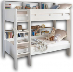 Gaius Cabin Bed redeliga ja kahe 90 x 200 cm magamisalaga - ruumipuhas laste narivoodi, valge - 129 x 189 x 210 cm (B x K x S)