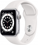 Apple Watch Series 6 (GPS, 40 mm) alumiiniumist korpus, h&otilde;bedane, valge spordirihmaga (uuenenud)