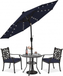 ABCCANOPY 230 cm aia p&auml;ikesevarju kallutatav p&auml;ikesevarju koos 32 LED p&auml;ikesevalgustiga, aeda, terrassile, basseinile, liivaranda, merev&auml;e sinine v&auml;rvus