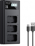 K&F Concept NP-FW50 Charger, 3 Slot ZV-E10 Battery Charger with LCD Display for Sony A6400 A6600 ZV-E10 A7, A7II, A7S2, A7R2, A5000, A55, RX10, NEX-3/5/7