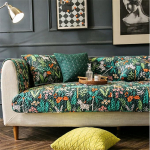 Diivanikate, troopiline Dumpling Leaves Animals Green Diivan Cover 1 2 3 istekohta, libisemisvastane diivanikate Kaitsekatted Chaise Lounge Corner Diivan Elutuba tugitool Koerad Lemmikloomad (90 x 240 cm,