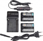 DSTE (2 Pack) Asendusaku NP-FM50 + DC01E reisilaadija &uuml;hildub Sony CCD-TR108 CCD-TR208 CCD-TR408 CCD-TR748 CCD-TRV106 kaameratega NP-FM30 NP-FM51 NP-QM50 NP-QM51 NP-FM 55H