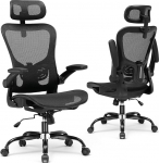 GTPLAYER Ergonoomiline kontoritool reguleeritava peatoe, k&auml;etugede, nimmetoe, kontoritooli ja m&auml;ngutooli kiikumise funktsiooniga, v&otilde;rkkattega juhtimistool, 150 kg (must)
