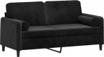 vidaXL 2-kohaline diivan, diivan dekoratiivse padjaga, puhke diivan elutuppa, polsterdatud diivan, tugitool, l&otilde;&otilde;gastav diivan, Lounge diivan, l&otilde;&otilde;gastav diivan, must sametne diivan