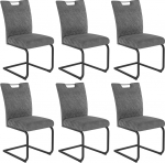 JIEXI Swing Chair S&ouml;&ouml;gitoa 2-st komplektist - Cantilever polsterdatud tool eriti paksu istmepadja, kangakattega halli ja vilditud seljatoega, metallist jooksjad, mis on stabiilsed kuni 113 kg (tumehall 6 tooli).