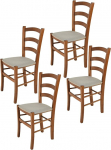 Tommychairs Venice toolid k&ouml;&ouml;ki ja s&ouml;&ouml;gituppa, vastupidav struktuur lakitud p&ouml;&ouml;gipuidust helep&auml;hklipruuni v&auml;rvi ja polsterdatud iste polsterdatud kangaga kamoispruuni v&auml;rvi, komplekt 4 tk.