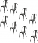 Supfine s&ouml;&ouml;gitoolid, 8 tk t&ouml;&ouml;stuslik vintage k&ouml;&ouml;gitooli koos seljatoega istme k&otilde;rgus 44cm virnastatavad toolid metallist siseruumide jaoks v&auml;ljas aed-bistroga