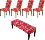 CRFATOP s&ouml;&ouml;gitooli katted Slipcovers koos pingi toolikattega Stretch Washable Parsons Chair Cover Upholstered Bench Slipcover for Hotel Ceremony Banquet A34 Pack