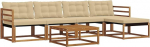 6-TLG. Garten Lounge-Set aus Akazienholz und Textilene - Moderne Outdoor Sitzgruppe f&uuml;r Terrasse und Garten - Modulares Sofa-Set inkl. bequemen Polster, Tisch und Hocker