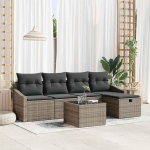 Outdoor Sofagarnitur 6 St&uuml;ck Poly-Rattan mit Polstern, Diivan Set f&uuml;r Terrasse 6 St&uuml;cke als 6er Set Gartenm&ouml;bel Poly-Rattan mit Kissen
