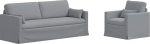 Modulares Sofa Set Hellgrau aus Stoff mit Holzarmlehnen, 198 x 78 x 80 cm, stabiilne metallkonstruktsioon pikaealisele mugavusele ja paindlikele istmekonfiguratsioonidele.