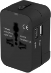 Universaalne reisipesa rahvusvaheline adapter kahe USB pordiga Jaapanile Hiina Kanada USA USA EL UK AU &Uuml;le 150 riigi j&otilde;uludeks (must)