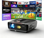4K Tageslicht Beamer [Netflix] 2400 ANSI-Lumen, HDR10+, Ultra HD, HDMI eARC, Smart-Beamer f&uuml;r Heimkino mit AI-PQ, WLAN 6/ Bluetooth 5.4, ToF-Autofokus, DD+, 64 GB, MEMC, LED-Gaming Projektor