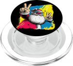 Weihnachtsmann Double Peace Pop-Charaktergrafik im Retro-Look PopSockets PopGrip f&uuml;r MagSafe'ile