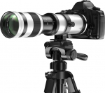 Lightdow Manual Telephoto Lens 420-800 mm f/8.3 for Canon EF/EF-S DSLR Cameras - Full-Frame Lens (62 mm Filter Thread) for Canon EOS Rebel, R/RP, 6D, 5D, 850D, 2000D White