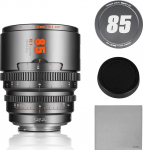 7artisans 85 mm T2.1 Cine Lens S35 Frame Compatible with Canon RF-S Mount for RED Komodo/Komodo X/Canon C70/R7/R50/R10 (Titanium Grey)