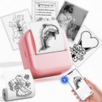 LabelCenter Mini Printer for Smartphone, M02L Mobile Phone Bluetooth Thermal Printer (203DPI), Mini Pocket Sticker Printer Coloured for Study, Notes, Journal, Photos, Pink