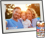 Hesmor Frameo 10,1-tolline digitaalne pildiraam, WiFi, 1280 x 800 HD IPS puuteekraaniga digitaalne pildiraam, automaatne p&ouml;&ouml;ramine, 32 GB m&auml;lu, fotode vahetu jagamine k&otilde;ikjalt, mustvalge, mustvalge