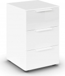 Rauch M&ouml;bel Flipp, &ouml;&ouml;kapp magamistuppa, Alpine White / klaasist valge, 3 sahtlit, valged k&auml;epidemed, 40 x 61 x 42 cm