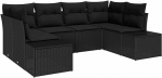 Rantry 6-teiliges Garten Sofa Set mit Kissen Schwarz Poly Rattan Gartenlounge Model3347203