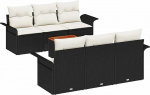 Rantry 7-teiliges Garten Sofa Set mit Kissen Schwarz Poly-Rattan Akazie Gartenlounge Model3347271