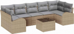 8-teiliges Garten Sofaset mit Kissen Beige Poly Rattan Gartenlounge Model3345960