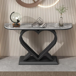 Schmaler Konsolentisch f&uuml;r Eingangsbereich, Flur und Wohnzimmer - Schwarzer moderner Akzenttisch mit Ablagefl&auml;chen, 59 Zoll Langer Sofatisch - Stilvolle Flurdekoration