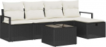 6-teiliges Garten Diivan Set mit Kissen Schwarz Poly Rattan Gartenlounge Model3360498